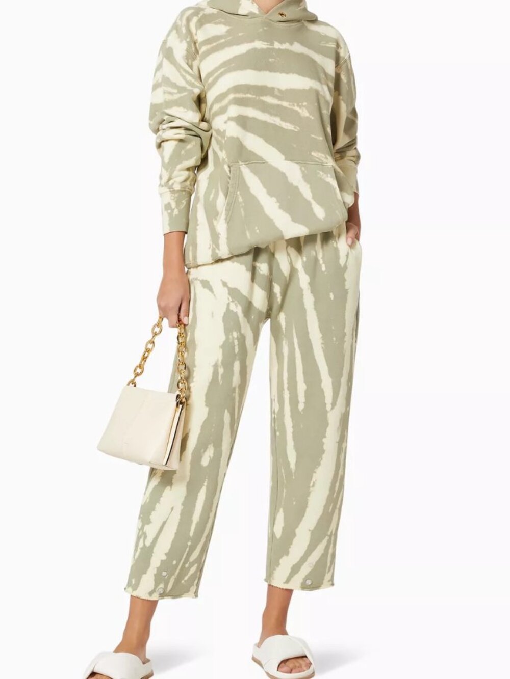 Les Tien Heavyweight Snap Pant Grey Cream Tie-Dye Sweatpants NWT | Size L